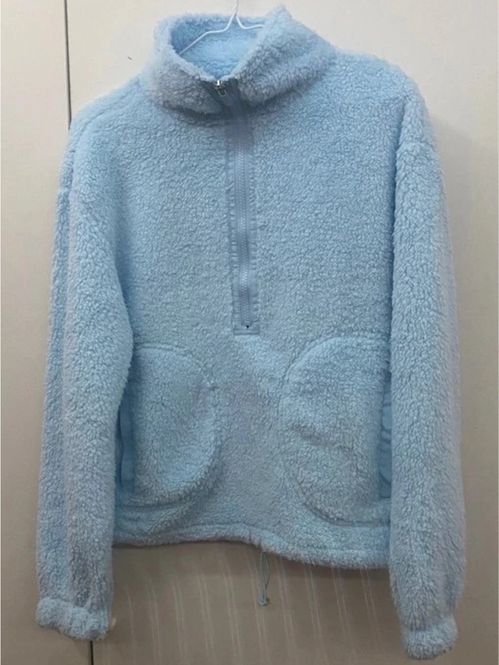 No Boundaries Light Blue Sherpa Half-Zip Pullover